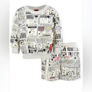 Peanuts Snoopy Comic Toddler Sweater and Shorts Two Piece Set
